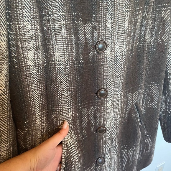NORTHERN Reflections Jacket Wool Tweed Coat Brown Neutral Warm Button Up Large - Picture 12 of 15